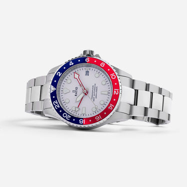 Ratio FreeDiver GMT Series Sapphire Stainless Steel White Dial Blue Red Pepsi Bezel Automatic RTF061 200M Men's Watch - Ratiowatches
