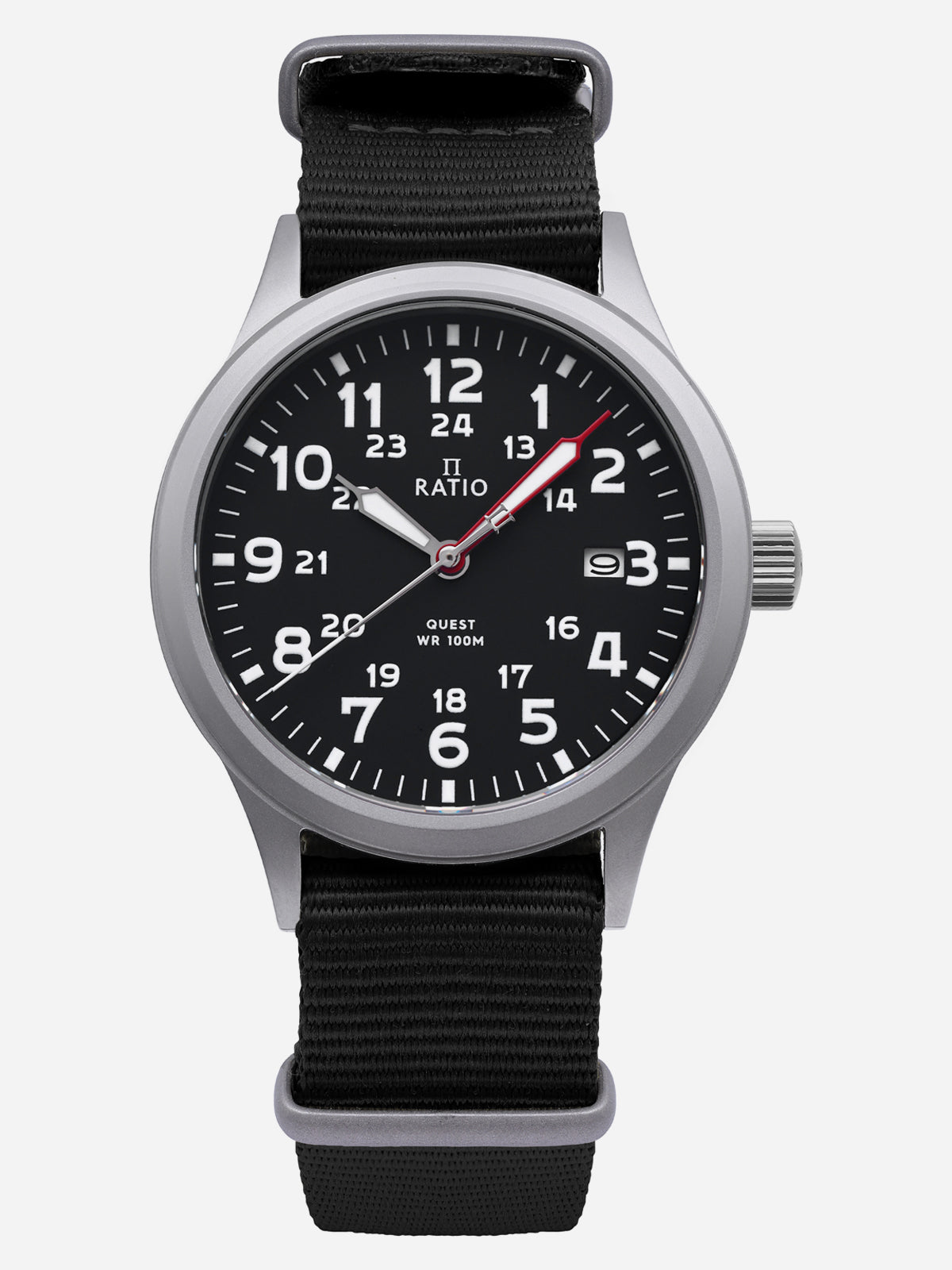 Ratio Quest RTQ017 Black Dial Quartz 100M Men's Field Watch