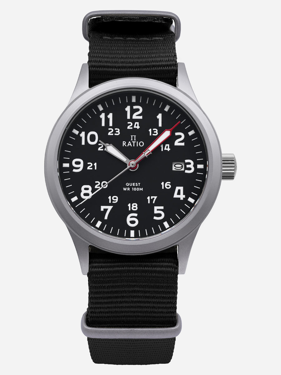 Ratio Quest RTQ017 Black Dial Quartz 100M Men's Field Watch