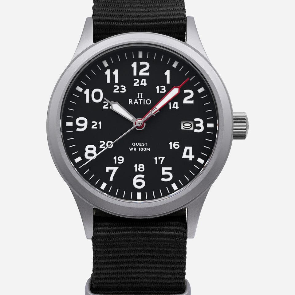 Ratio Quest RTQ017 Black Dial Quartz 100M Men's Field Watch