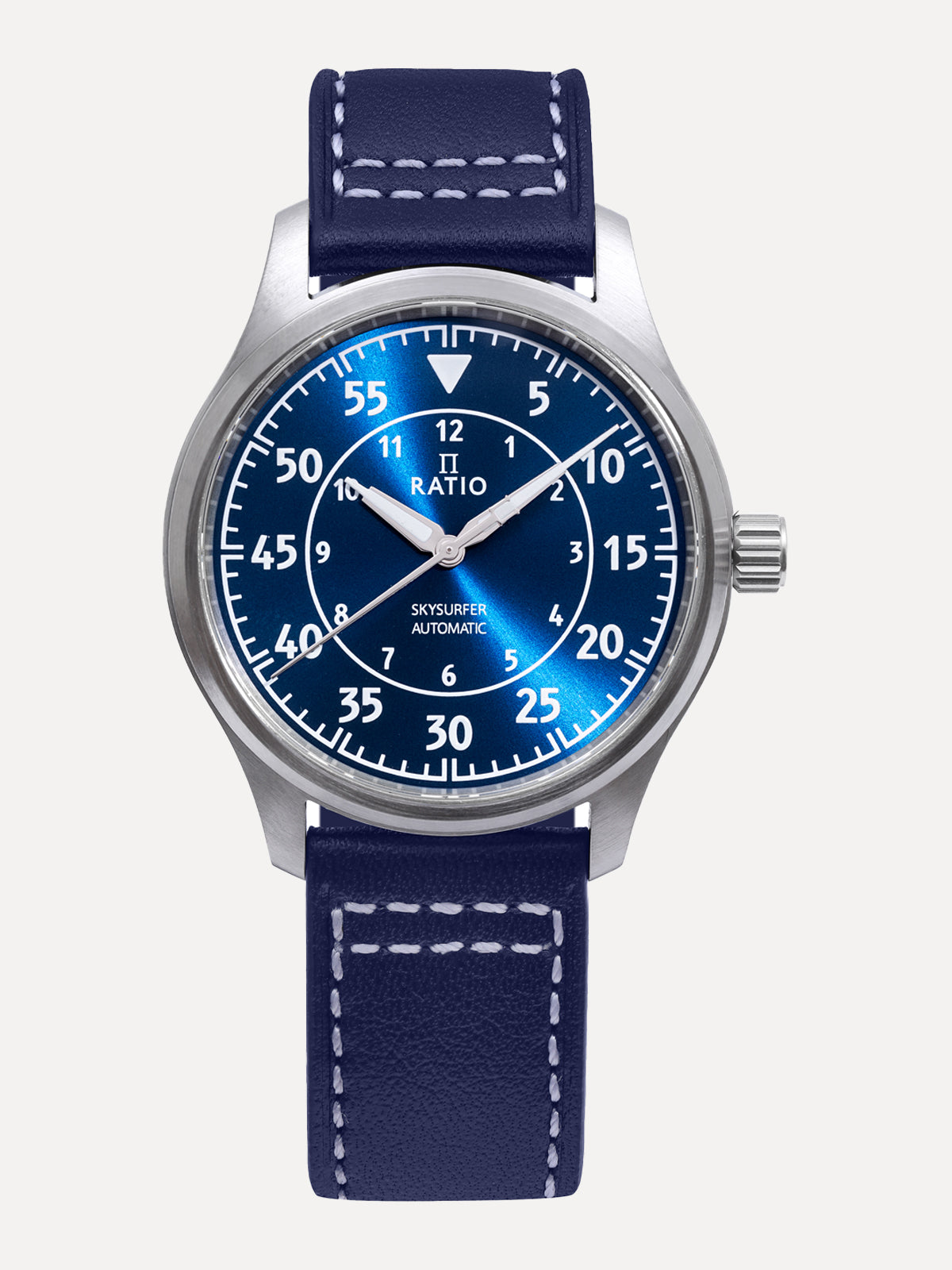 Ratio Skysurfer Pilot Blue Sunray Dial Leather Automatic RTS318 200M Mens Watch