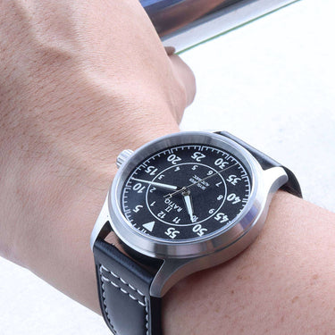 Ratio Skysurfer Pilot Black Textured Dial Leather Automatic RTS320 200M Mens Watch - Ratiowatches