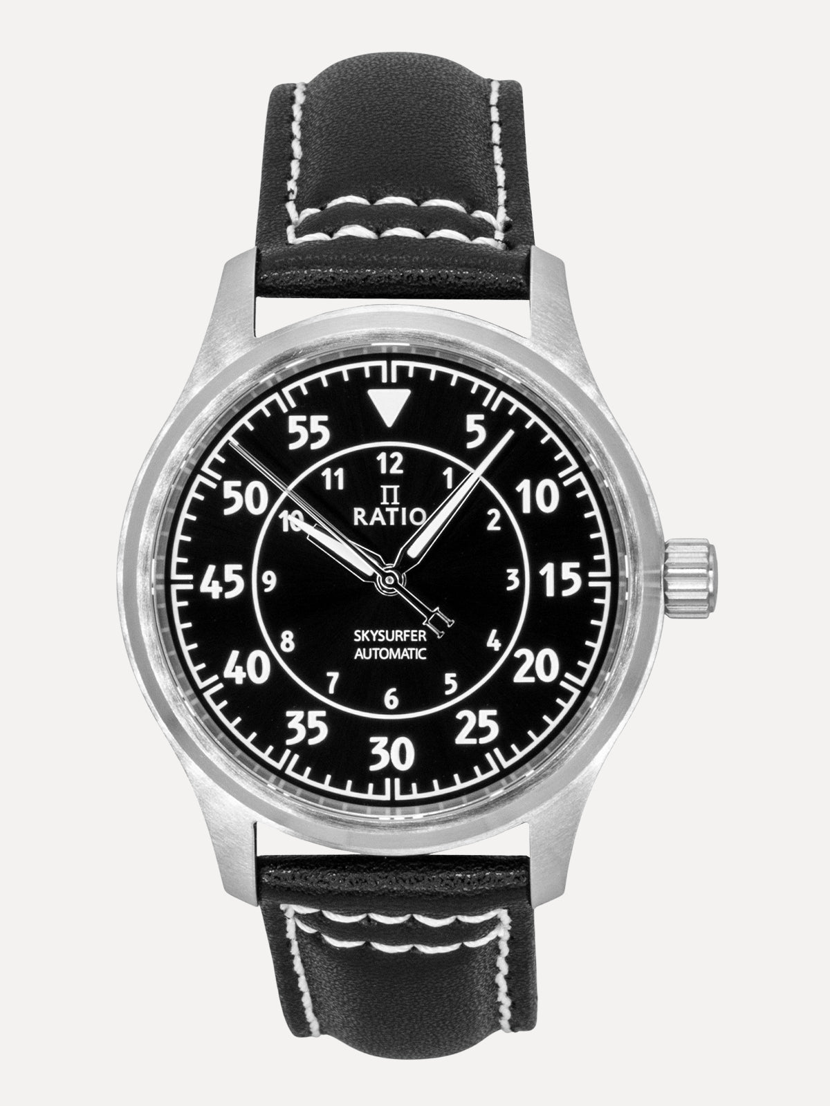 Ratio Skysurfer Pilot Black Sunray Dial Leather Automatic RTS321 200M Men's Watch