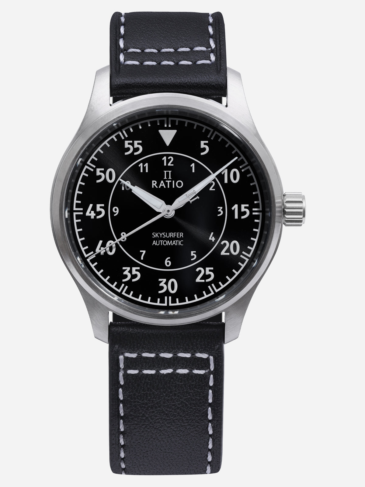 Ratio Skysurfer Pilot Black Sunray Dial Leather Automatic RTS321 200M Men's Watch